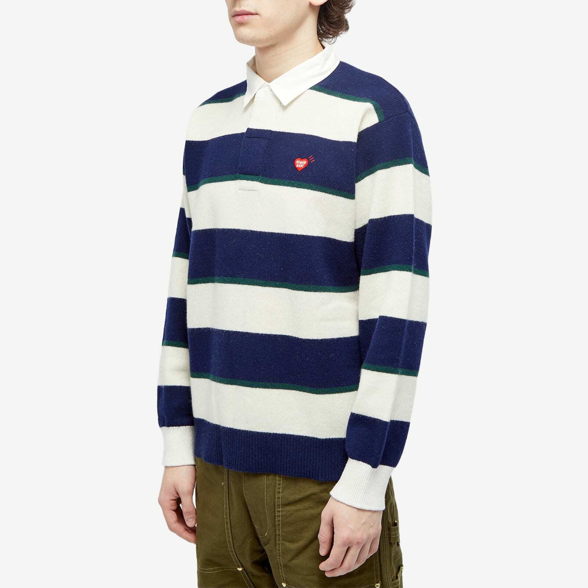 着丈70後ろ725HUMANMADE  RUGBY KNIT SWEATER - NAVY / M