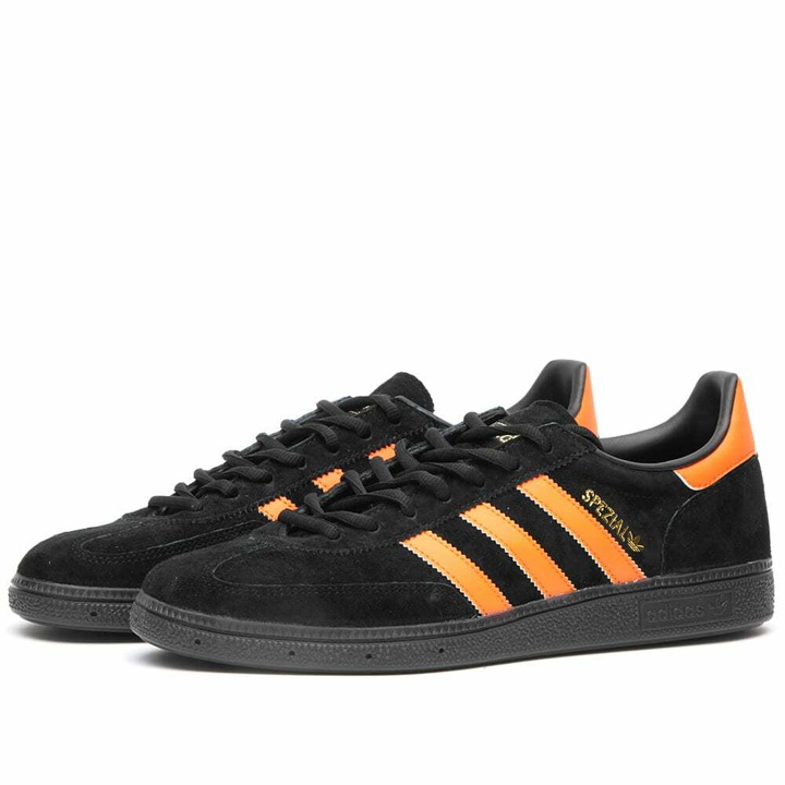 Photo: Adidas Men's Handball Spezial Sneakers in Black/Orange