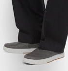 Bottega Veneta - Dodger Intrecciato Leather Slip-On Sneakers - Gray