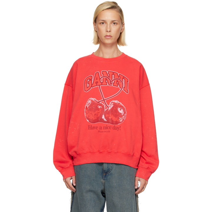 Photo: GANNI Red Cherry Crewneck Sweatshirt