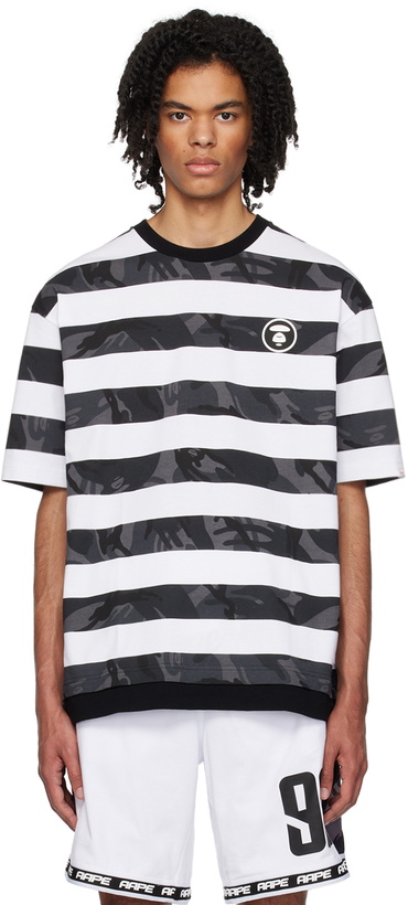 Photo: AAPE by A Bathing Ape Black & White Striped T-Shirt