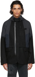 Sacai Black & Navy Melton Wool Jacket