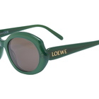 Loewe Eyewear Women's Loewe Slim Sunglasses in Shiny Dark Green/Brown 
