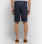 Rubinacci - Manny Pleated Linen Bermuda Shorts - Navy