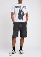 Warren Lotas Embroidered Denim Shorts Black