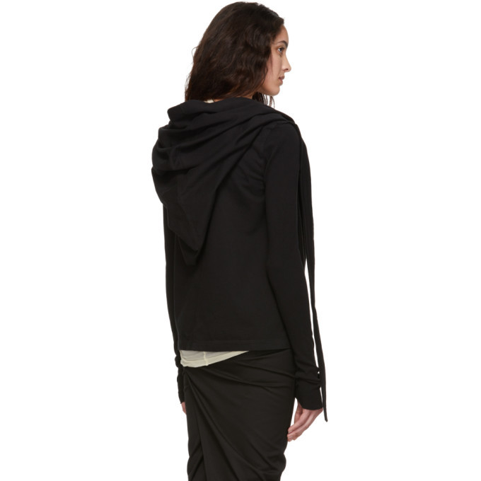 Rick Owens Drkshdw Black Hooded Wrap Sweatshirt Rick Owens Drkshdw