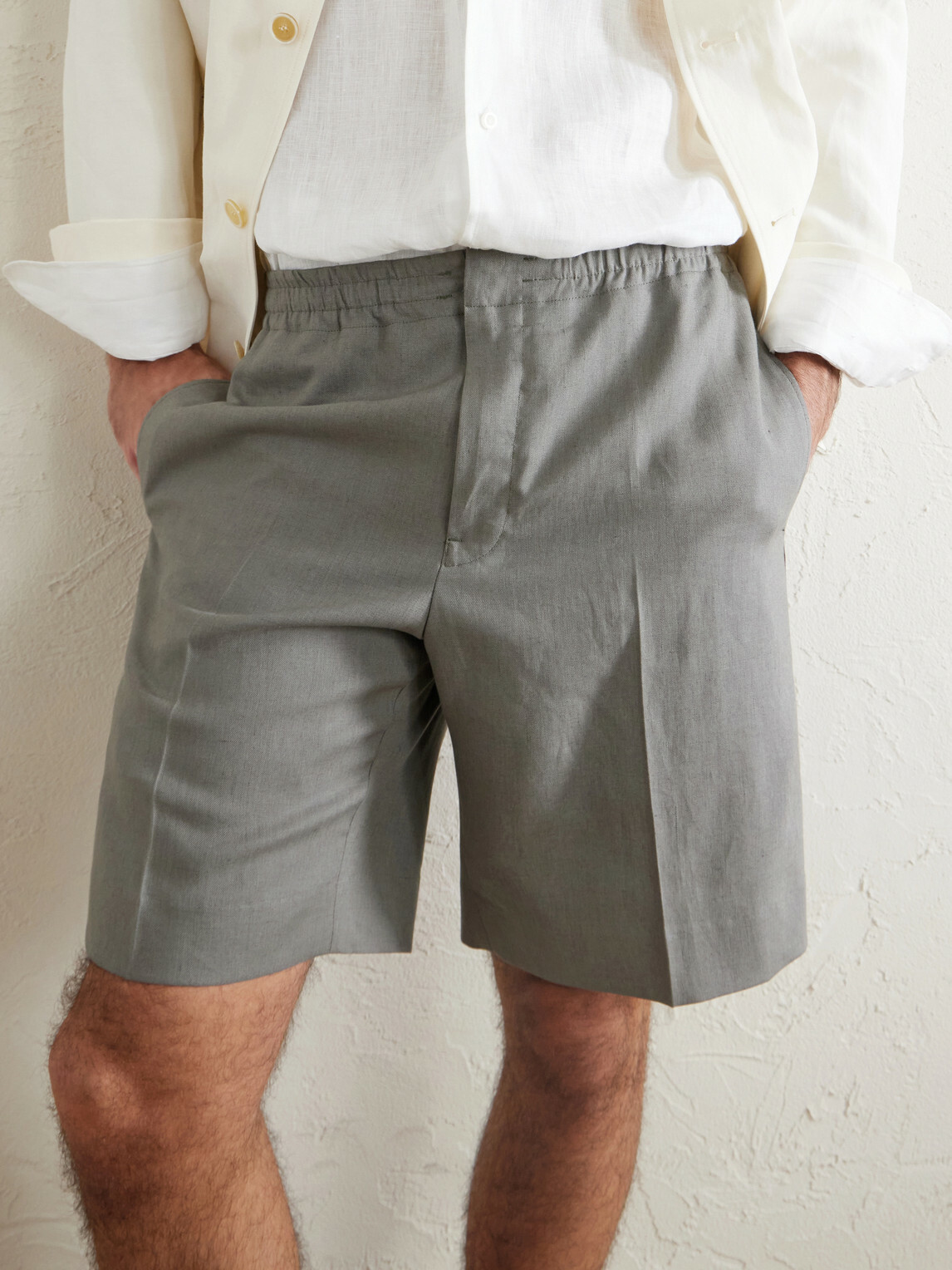 Zegna - Oasi Straight-Leg Linen Shorts - Gray