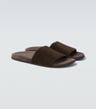 The Row Hugh suede slides