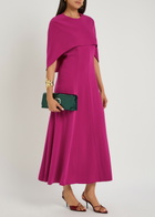 Roland Mouret Cape-effect Crepe Midi Dress Dark Pink