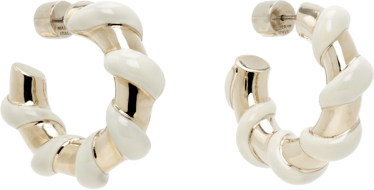 Lanvin Gold & Off-White Mélodie Candy Earrings