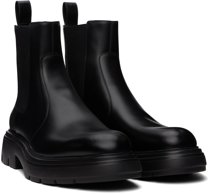 Ferragamo Black Embossed Chelsea Boots