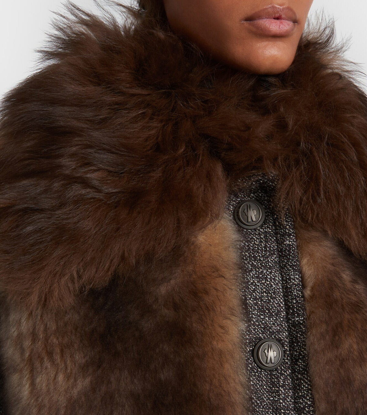 Moncler Grenoble Faite shearling-trimmed virgin wool down ski jacket