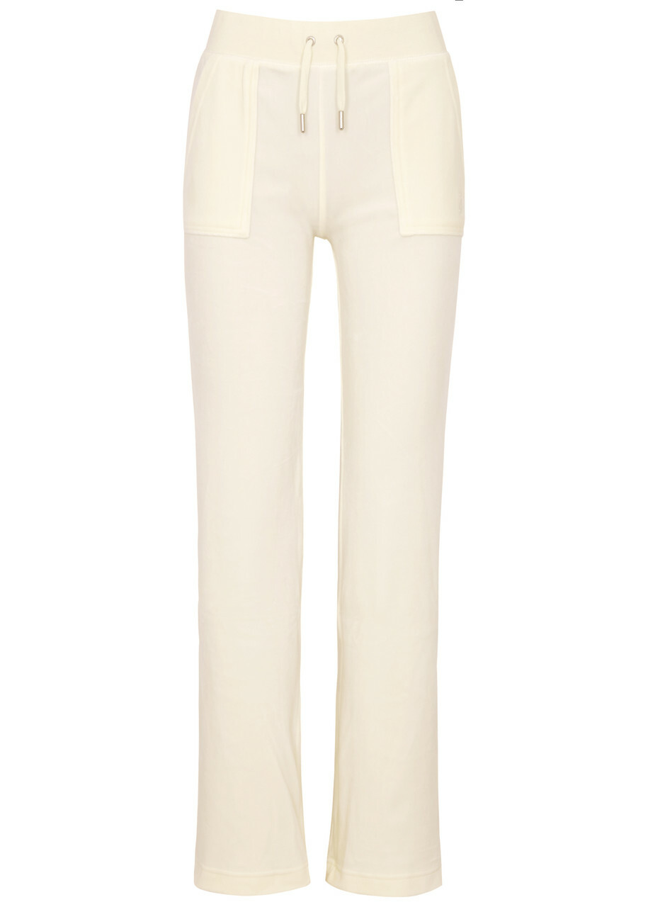 Juicy Couture Del Ray Logo Velour Sweatpants Cream