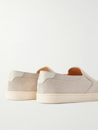 Brunello Cucinelli - Leather-Trimmed Suede Slip-On Sneakers - Neutrals