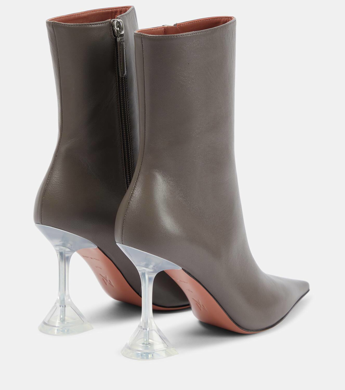 ブーツその他 AMINA MUADDI BOOTS (GIORGIAGLASSBOOTIE CAMEL) Amina Muaddi Giorgia Glass 95 leather ankle boots Amina Muaddi