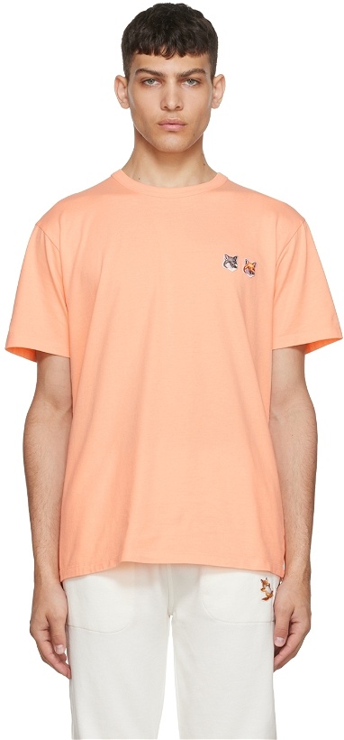 Photo: Maison Kitsuné Orange Double Fox Head T-Shirt