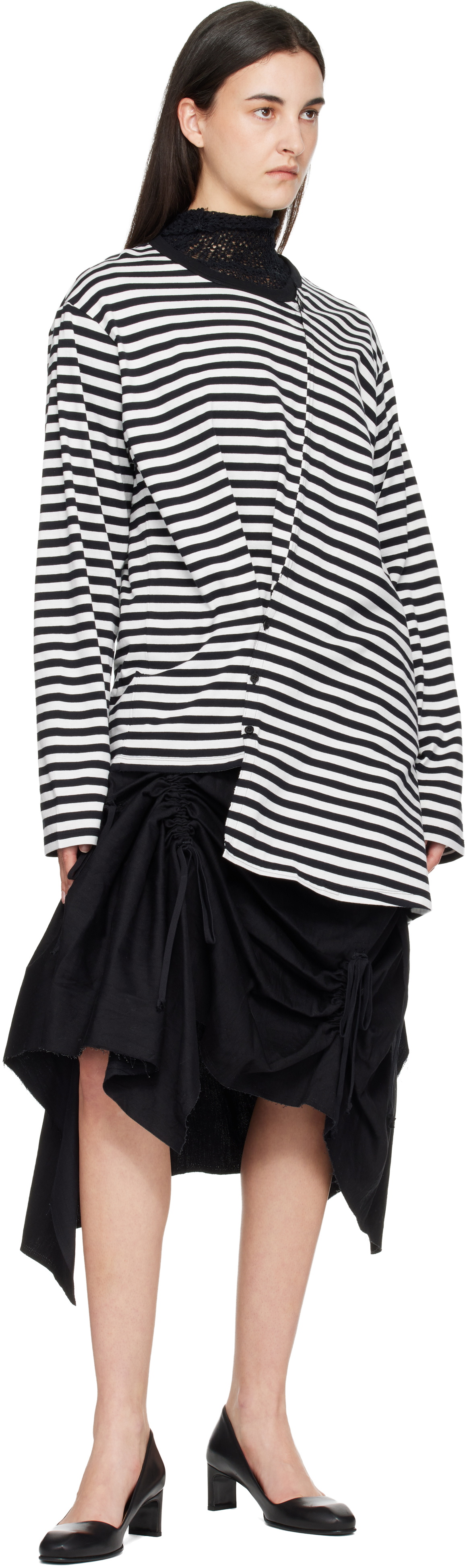 YOHJI YAMAMOTO Black & White Paneled Long Sleeve T-shirt