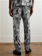 4SDesigns - Camelia Straight-Leg Printed Satin Trousers - Black