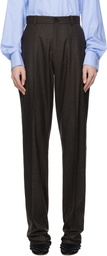 MARIE ADAM-LEENAERDT Brown Classic Slim Wool Trousers