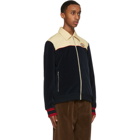 Gucci Navy Velour Zip-Up Jacket