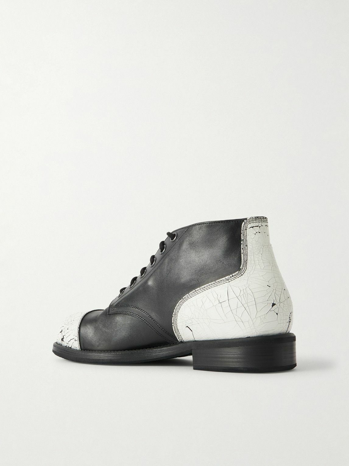 Enfants Riches Déprimés - Charlie Painted Leather Lace-Up Boots - Black