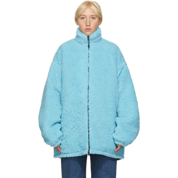 Photo: Balenciaga Blue Fleece Oversized Zip-Up Jacket
