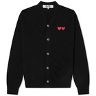 Comme des Garçons Play Men's Double Heart Cardigan in Black