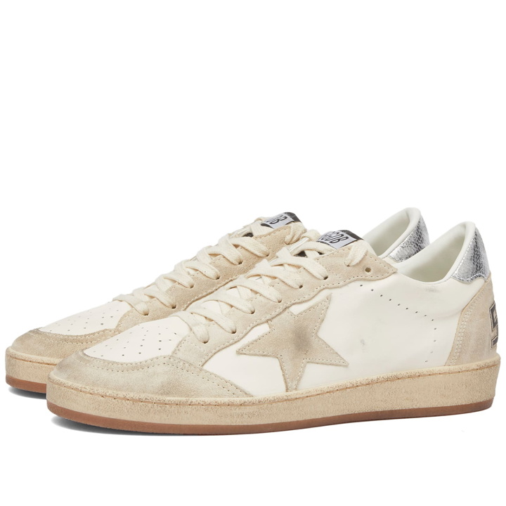 Photo: Golden Goose Men's Ball Star Leather Sneakers in White/Seedpearl/Silver