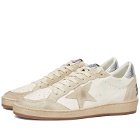 Golden Goose Men's Ball Star Leather Sneakers in White/Seedpearl/Silver