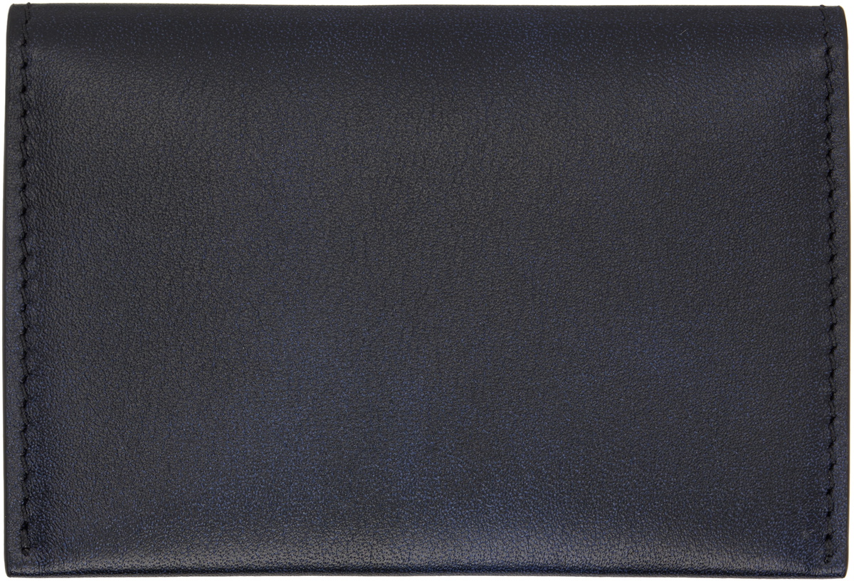 Acne Studios Navy Folded Leather Card Holder