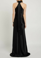 Galvan Pandora Cascading Satin Gown Black