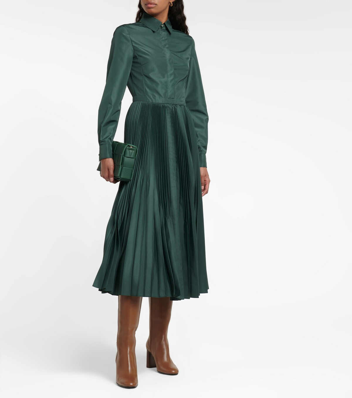 Max Mara - Fosca pleated taffeta shirt dress Max Mara