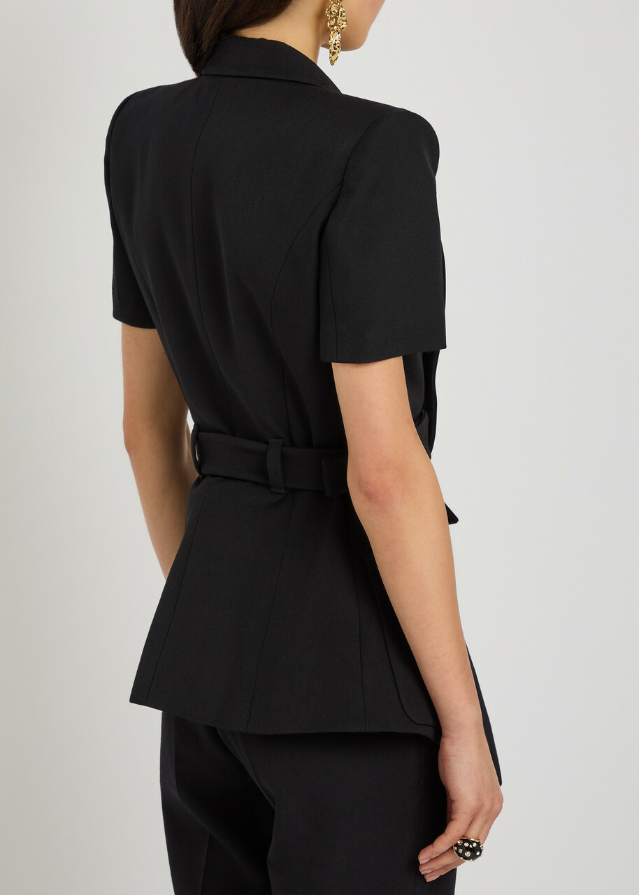 Balmain Belted Wool Jacket Black