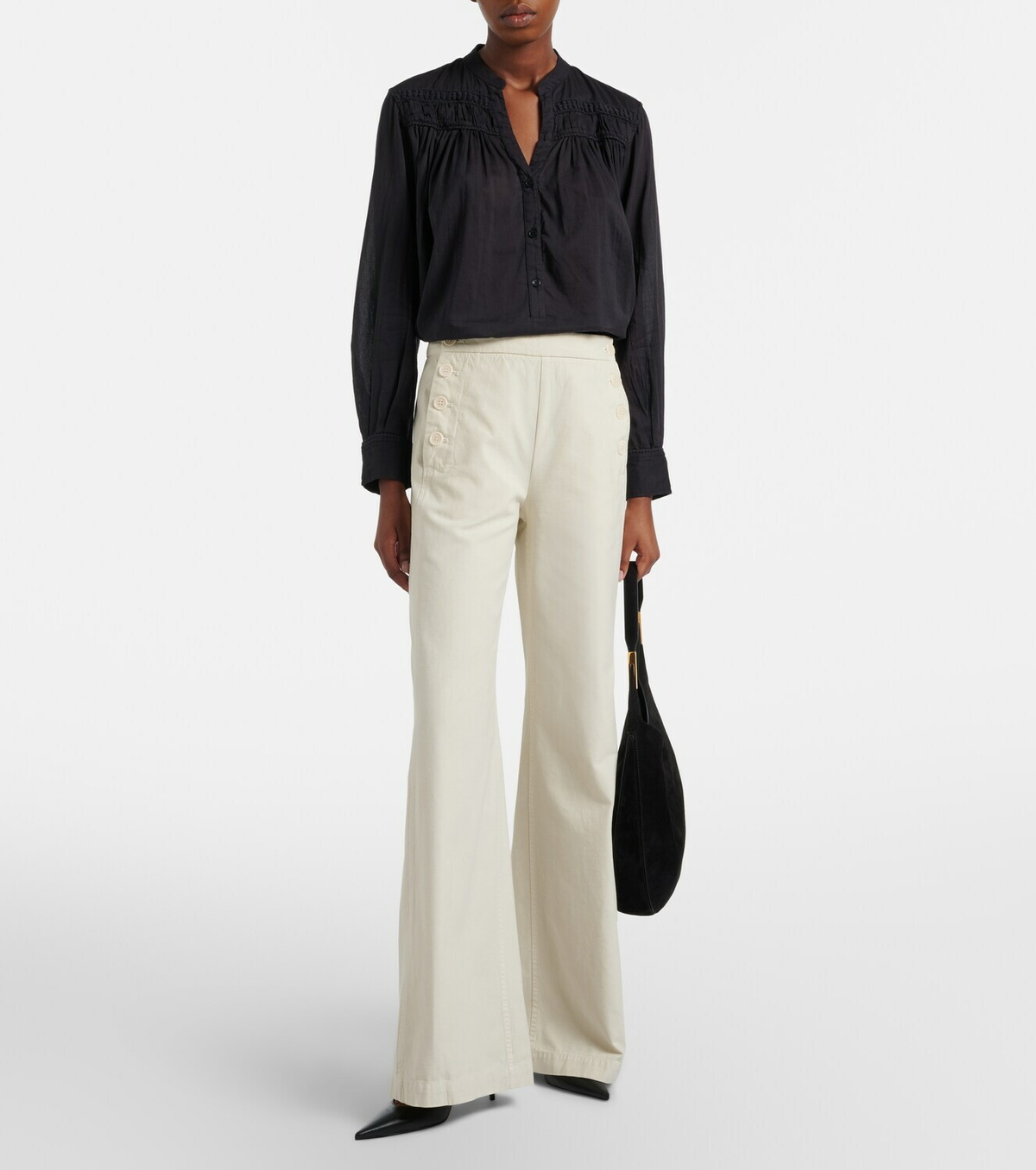 Nili Lotan Reed cotton wide-leg pants