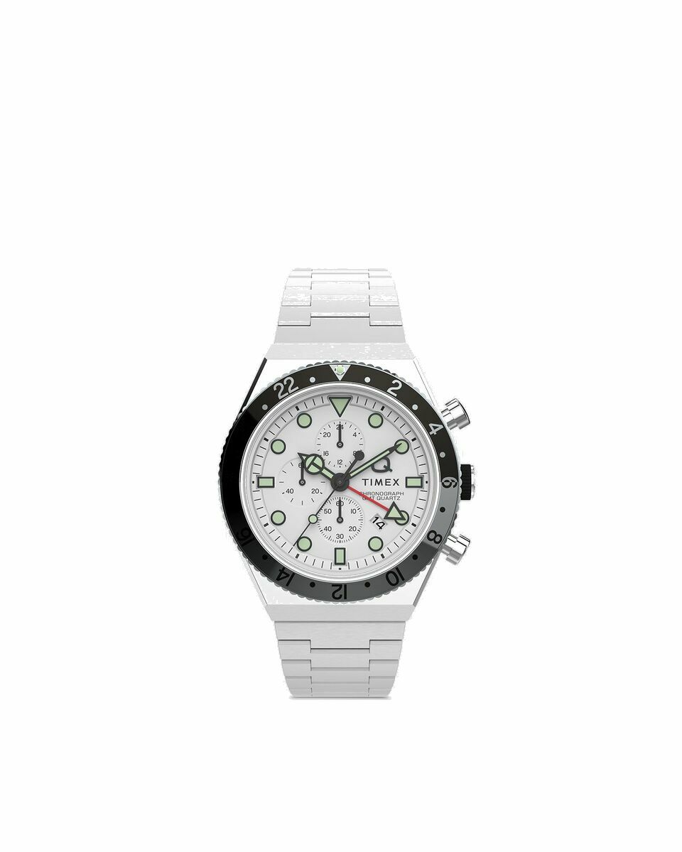 Photo: Timex Q Timex 3 Time Zone Chronograph White - Mens - Watches