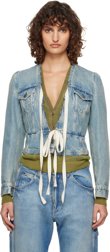 Photo: Maison Margiela Blue V-Neck Denim Jacket