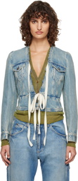 Maison Margiela Blue V-Neck Denim Jacket