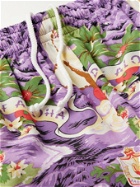 GO BAREFOOT - Land of Aloha Printed Cotton-Blend Shorts - Purple