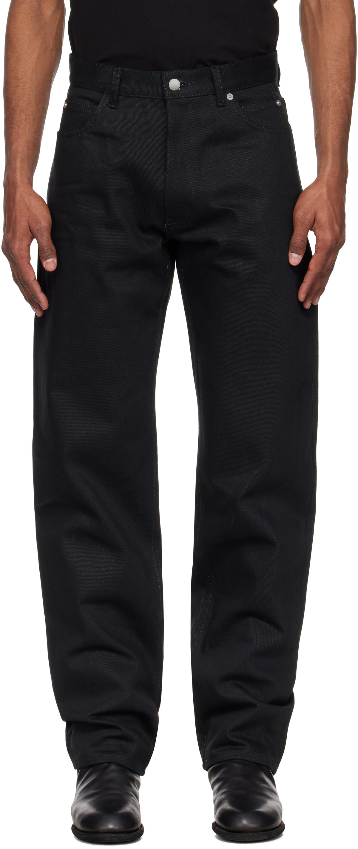 NO/FAITH STUDIOS Black Heavy Denim Cargo Pants