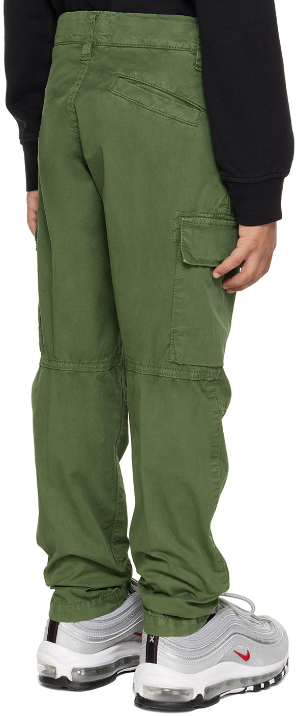 Stone Island Junior Kids Green Patch Cargo Pants