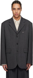 WOOYOUNGMI Gray Denim Like Single Blazer