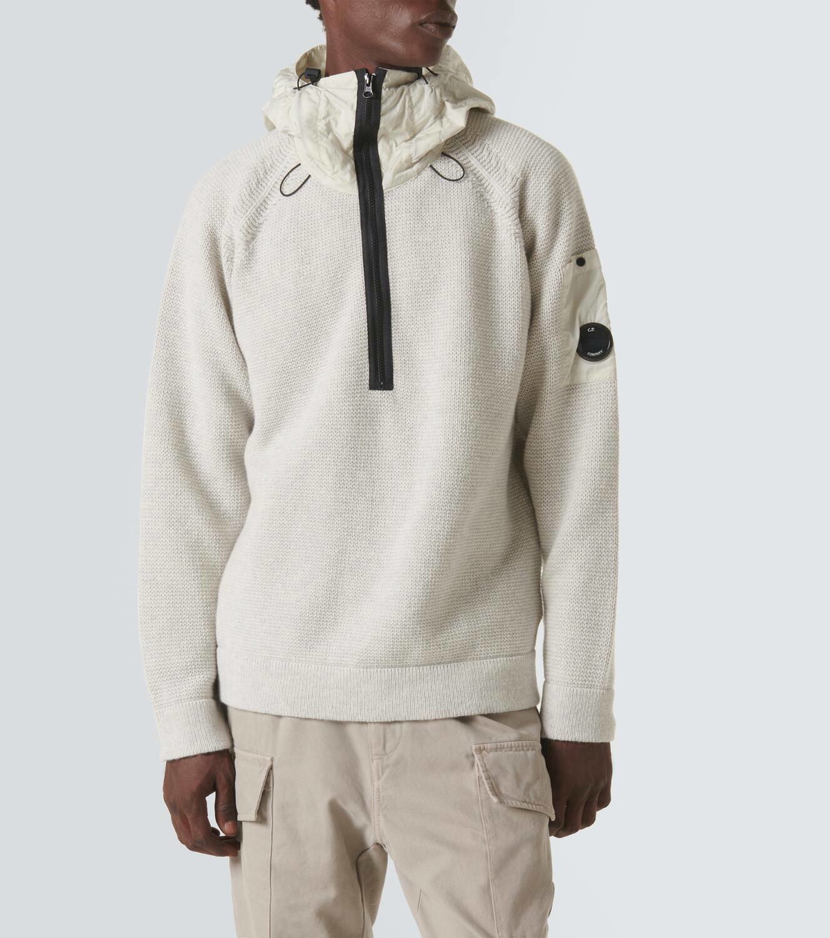 C.P. Company Lens hooded wool-blend half-zip sweater C.P.