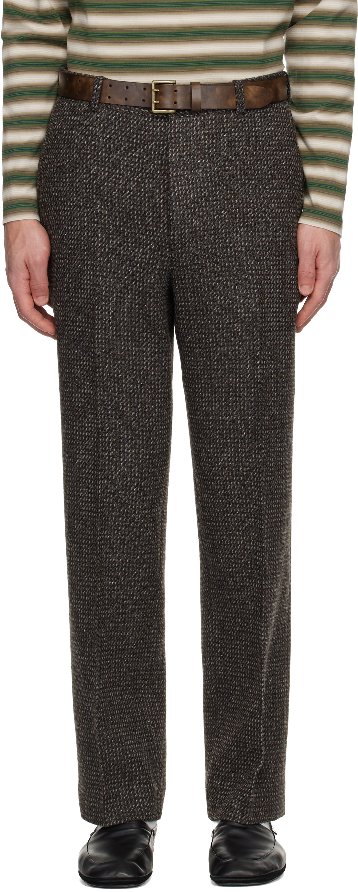 AURALEE Black Brushed Super Fine Wool Flannel Trousers Auralee