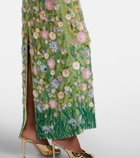 Là Fuori Embellished floral gown