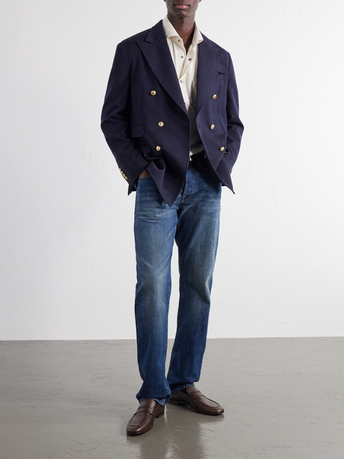 Fortela - Travel Double-Breasted Wool-Twill Blazer - Blue