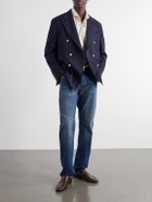 Fortela - Travel Double-Breasted Wool-Twill Blazer - Blue