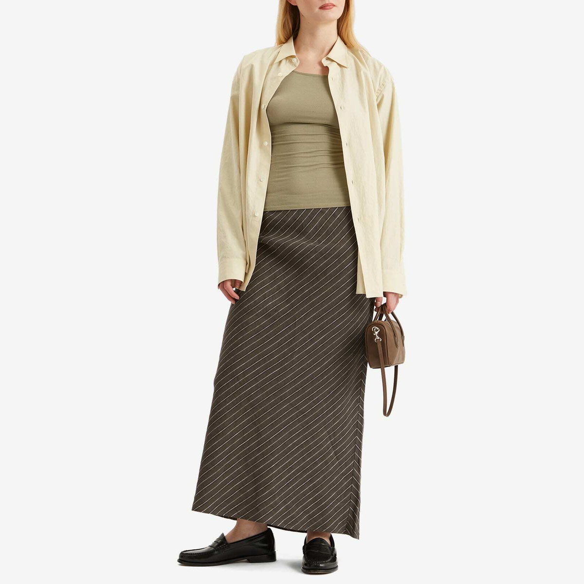 Samsøe Samsøe Women's Saagneta Long Skirt in Beluga Stripe