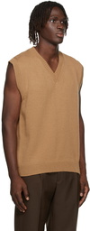 Ernest W. Baker Tan Alpaca V-Neck Vest