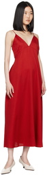 LESET Red Yoko V Midi Dress