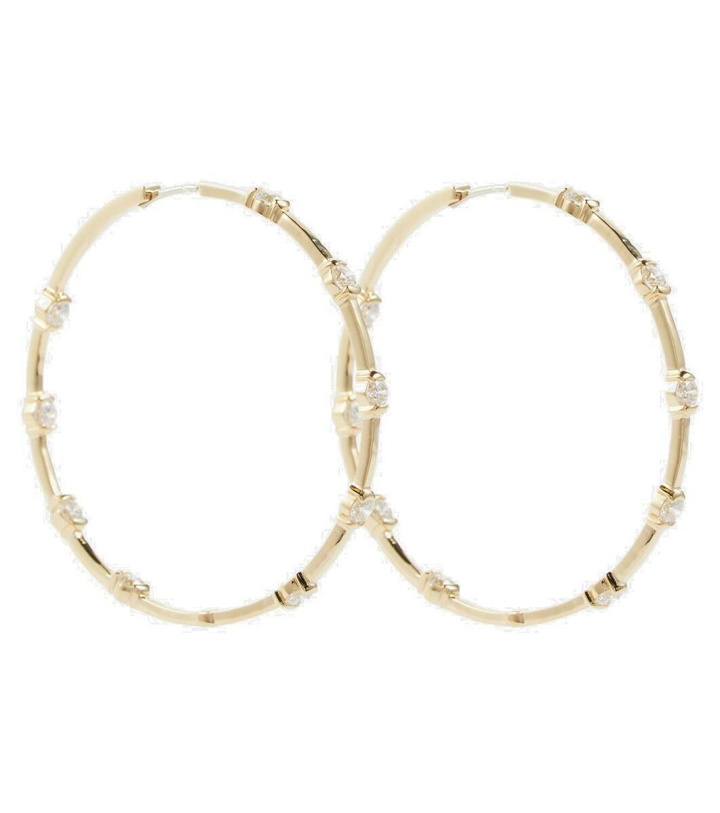 Photo: Melissa Kaye Zea 18kt yellow gold hoop earrings with diamonds